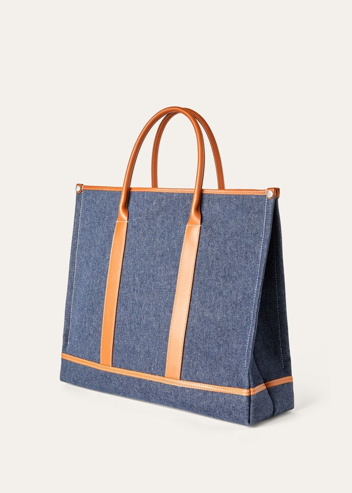 BEAM TOTE SMALL DENIM FLOWER ROUNDED CALF_FAO6976_B4M7_NR_3