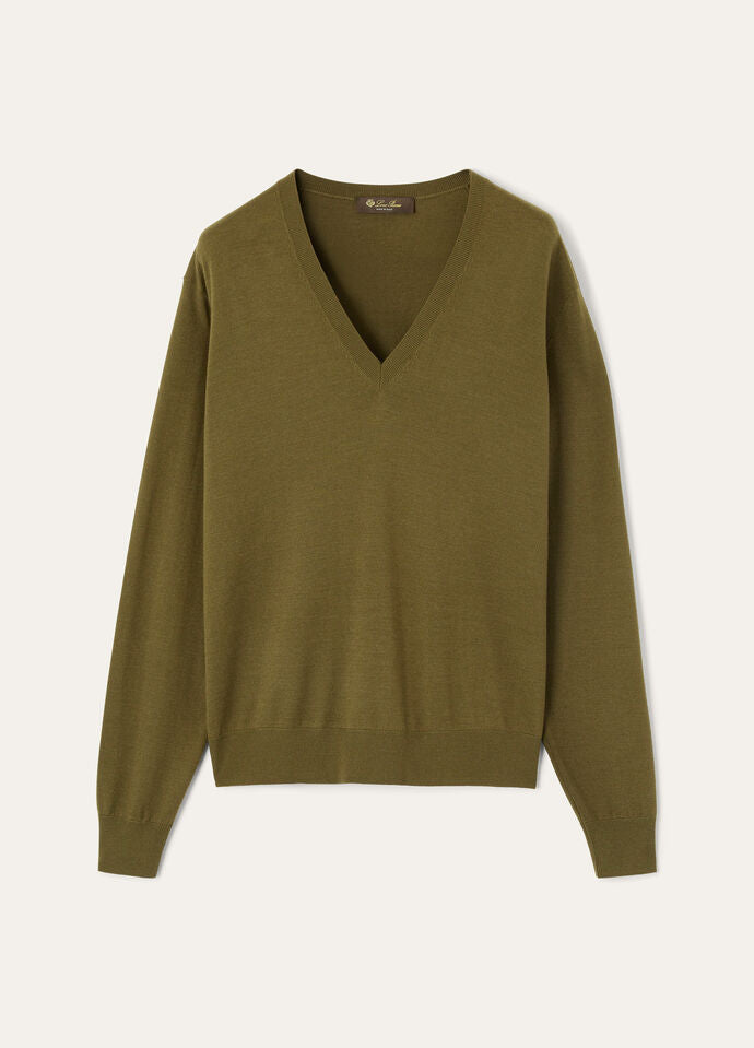 ICONIC ROYAL LIGHTNESS V NECK SWEATER WOOL SILK GG 18_FAP0150_516Y_5
