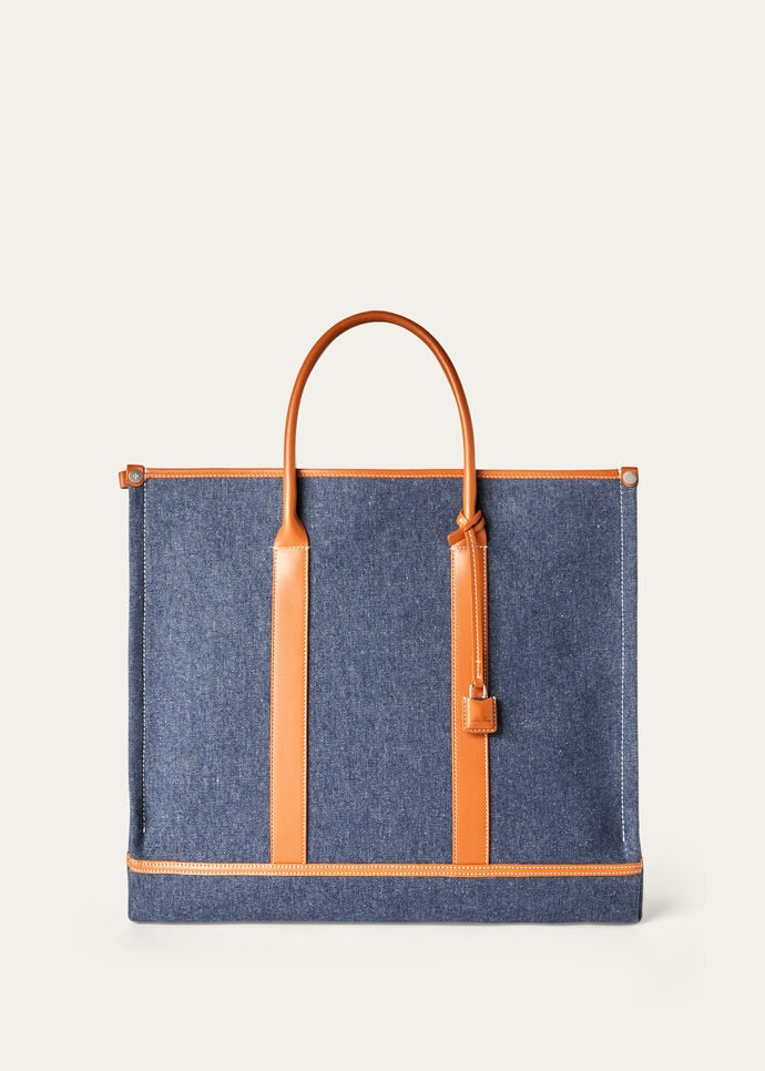 BEAM TOTE SMALL DENIM FLOWER ROUNDED CALF_FAO6976_B4M7_NR_2