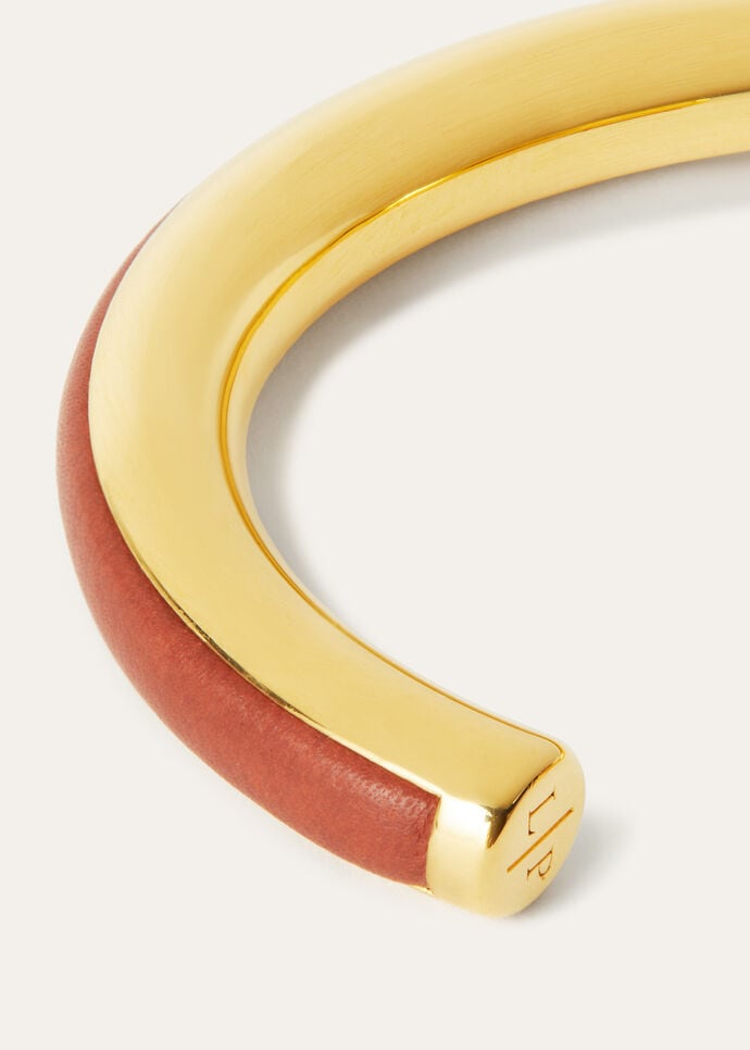 CUFF BRACELET WITH LEATHER INLAY ROUNDED CALF_FAO8500_P0AR_5