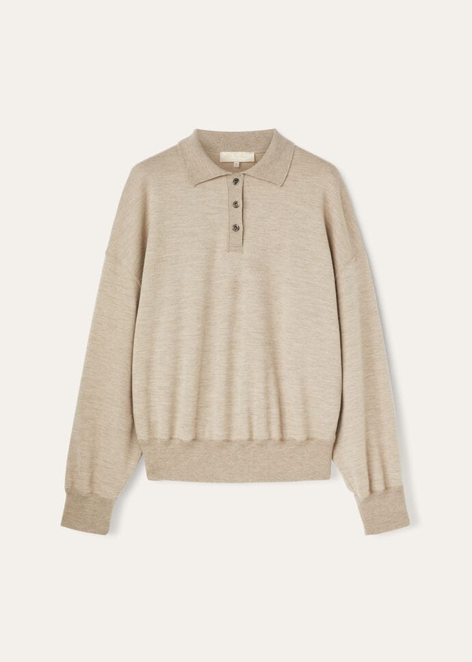 COCOONING LS POLO SWEATSHIRT RAW CASH FLEECE_FAO6286_E07N_5